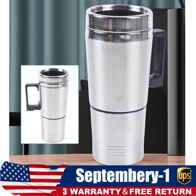 Stainless Steel Car Cup Heating Coffee Travel Heated Thermos Mug Kettle 12V 100W