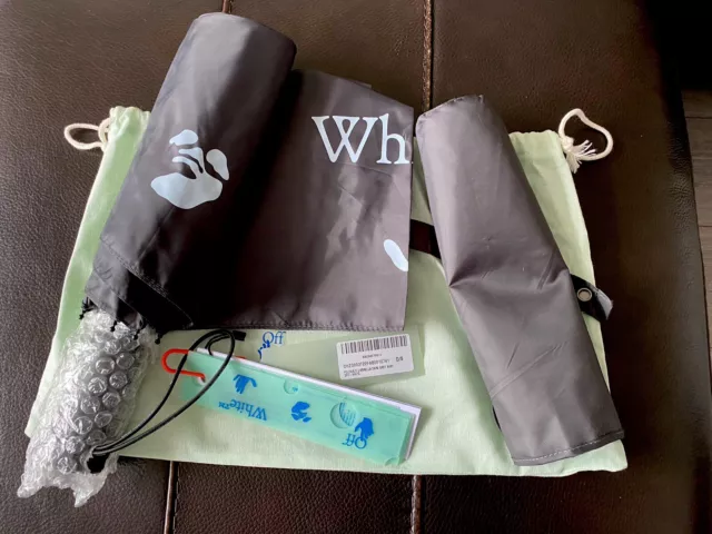 OFF-WHITE Virgil ABLOH Foldable Umbrella Dark Grey with Baby Blue Logo BNWT