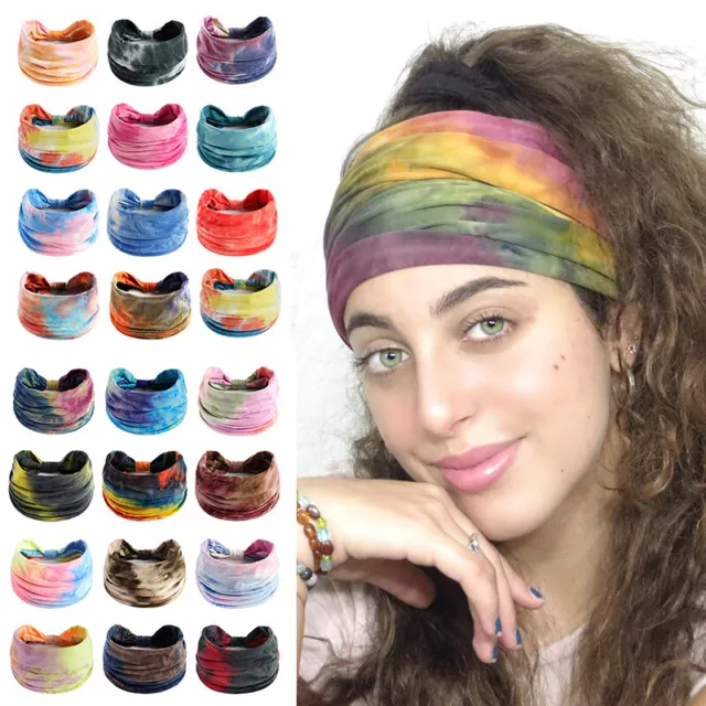 Womens  Wide Elastic Turban Head Wraps HeadBands Sport Yoga Hair Band Tie  Ṅ