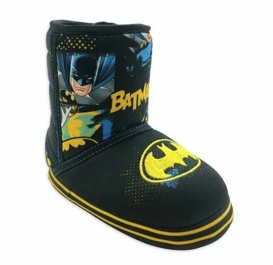BATMAN Boys Kids Toddler's Boot Slippers Shoes DC COMICS Size 5-6 7-8 9-10 11-12