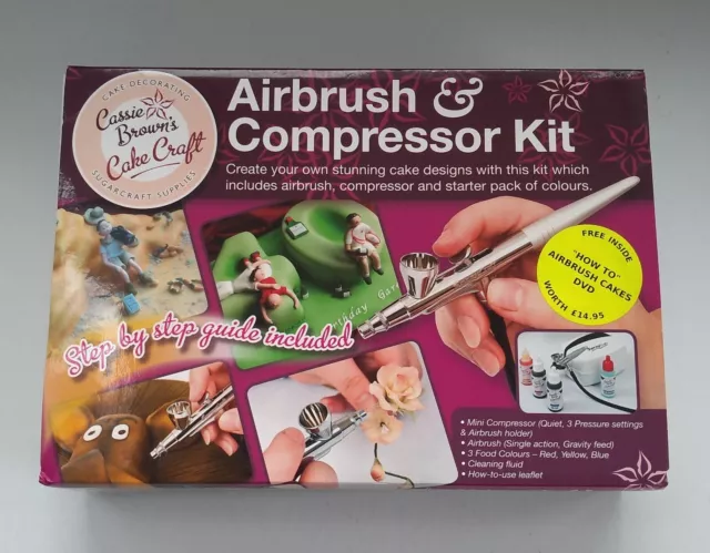 Cassie Browns Airbrush & Compressor Kit. Cake decorating. Colour Diffuser