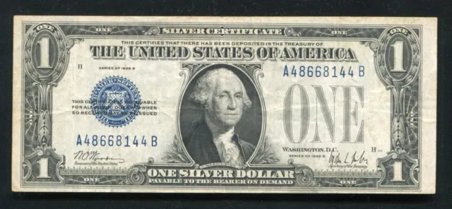 Fr. 1602 1928-B $1 One Dollar “Funnyback” Silver Certificate Very Fine