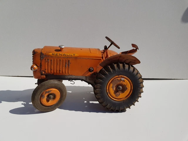 Ancien jouet tôle TRACTEUR mécanique RENAULT Orange - CIJ - REF 8/51 - années 50