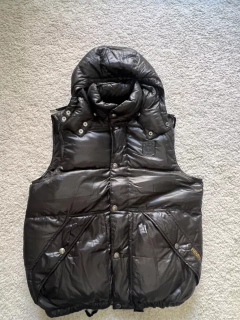 Vintage Ralph Lauren Puffer Down Vest Black Size S With Hood Good Condition