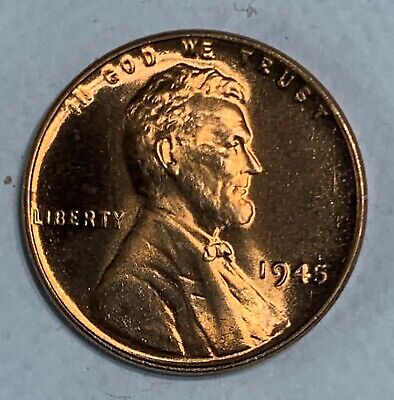 (BU Gem) 1945 Lincoln Wheat Penny Cent  Ch Superb Looking Coin