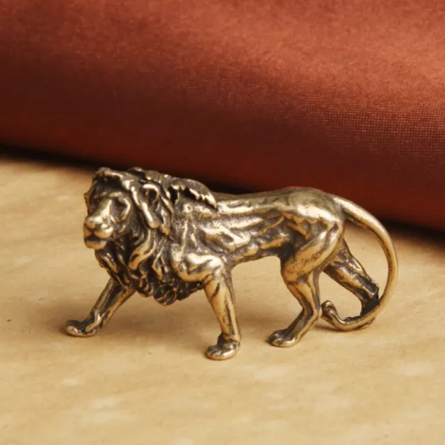 Pure Copper Majestic Lion King Miniatures Figurines Desk Decorations Brass