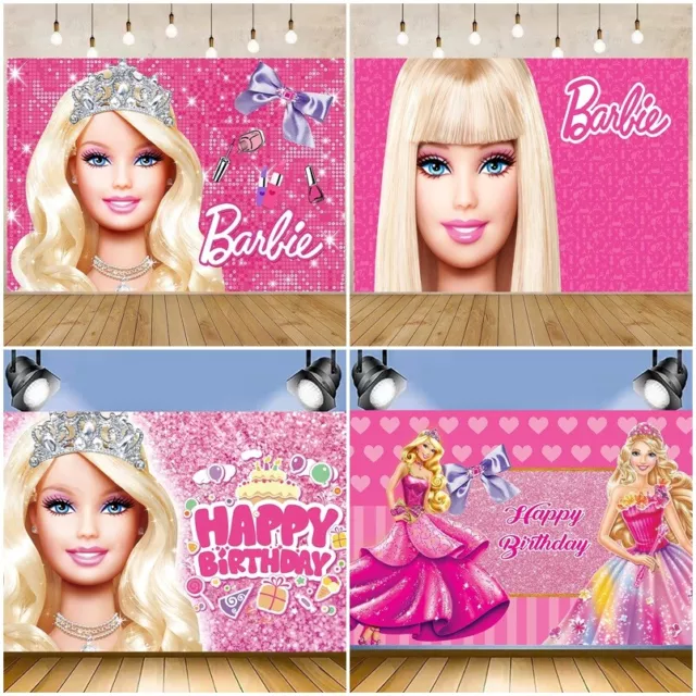 Barbie Girls Doll Princess Backdrop Birthday Party Banner Home Studio Background