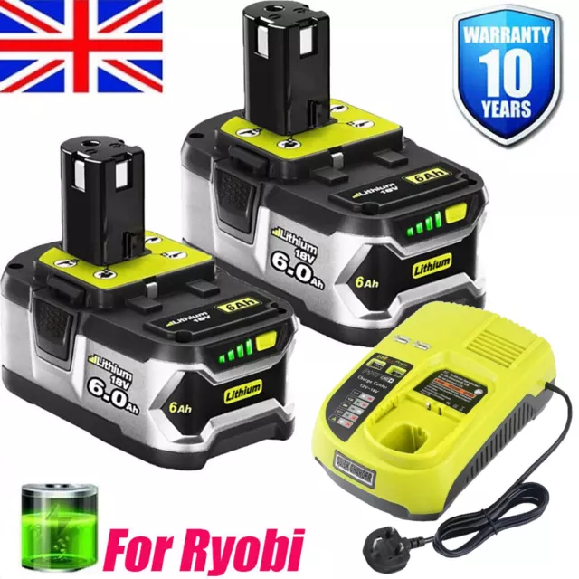 2x for Ryobi One Plus 18V 5,0 Ah Battery P108 P104 RB18L50 RB18L40 / UK Charger