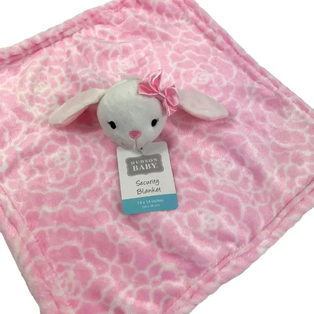 Hudson Baby Pink Bunny Security Blanket Lovey HB 14" Plush Stuffed Animal