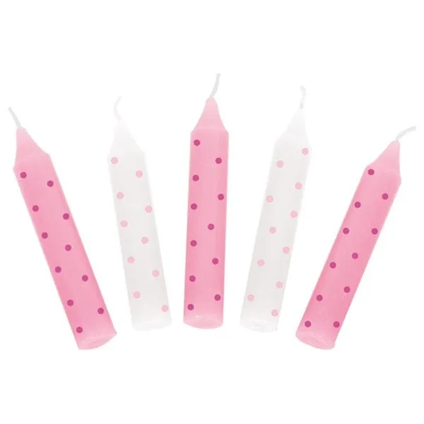 Goki Geburtstagskerzen 10 Stk. im Set Geburtstag Kindergeburtstag rosa gepunktet