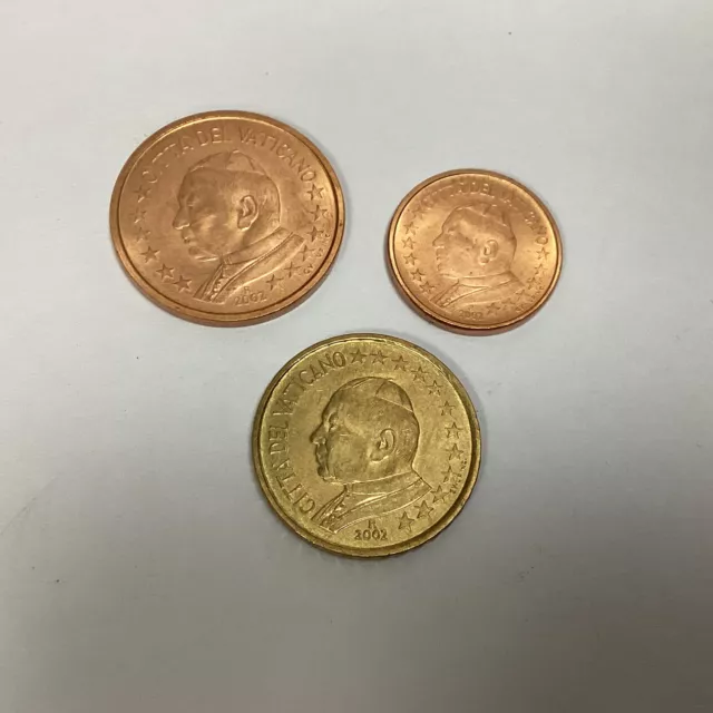 Lot 3 Pièces De Monnaies 10, 5 Et 1 Centimes, VATICAN 2002