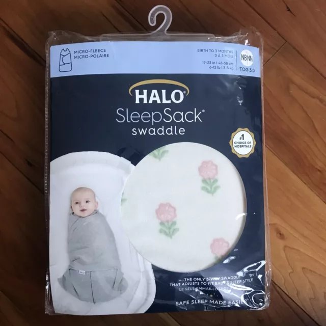 Halo Sleep Sack Swaddle Micro Fleece Newborn NB 6-12lbs Flower Birth to 3 Months