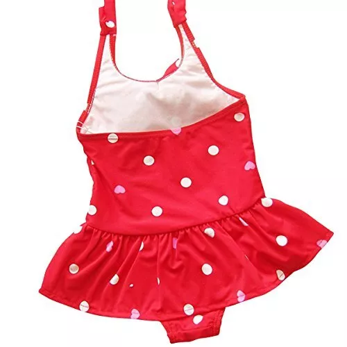 Baby Girls Swimwear One Piece Swimsuits Beach Wear with Headband 12-24 MonthsRed 2