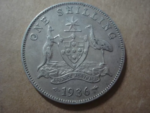 Australian 1936 Shilling Nice Condition Silver Almost 8 Pearls High Grade Coin