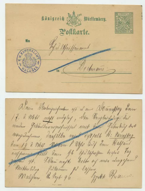 95489 - Ganzsache DP 28 - ungestempelte Postkarte K.W. Kameralamt Waldsee