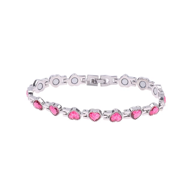 Pulsera magnética de forma de corazón ajustable diamante - joyería de brazo magnético