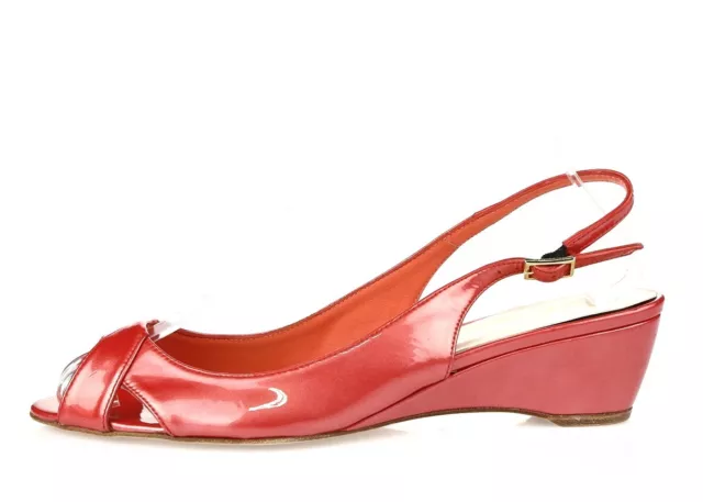 Womens Delman Coral Patent Leather Buckle Slingback Open Toe Sandals Size 8.5 M 2