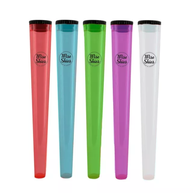 Wise Skies Plastic Airtight Cig Holder King Size Cone Hard Tube 5 Colours