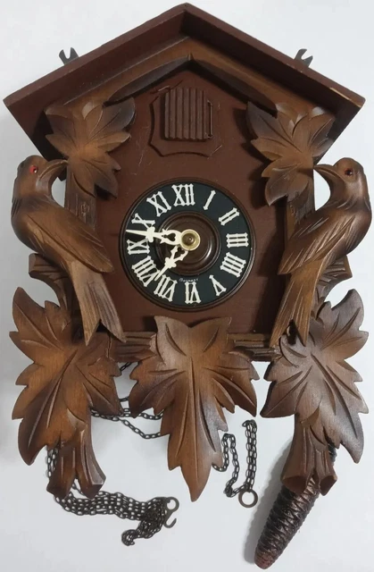VINTAGE BLACK FOREST Wood Cuckoo Clock Birds Mfg Co. West Germany For ...