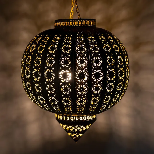 Lámpara marroquí de techo esfera dorada