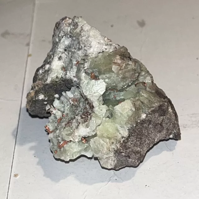 Copper on Prenite Crystals Iroquois Mine Michigan