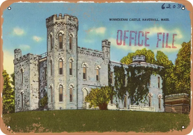 Metal Sign - Massachusetts Postcard - Winnekenni Castle, Haverhill, Mass.