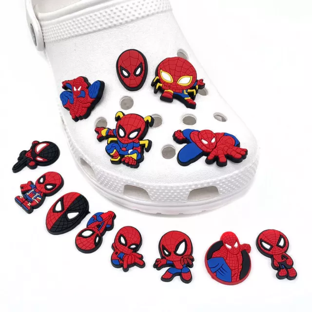 13PCS Spider-Man Shoes Charm for Croc Clog Sandals Bracelet Decor Accessories-