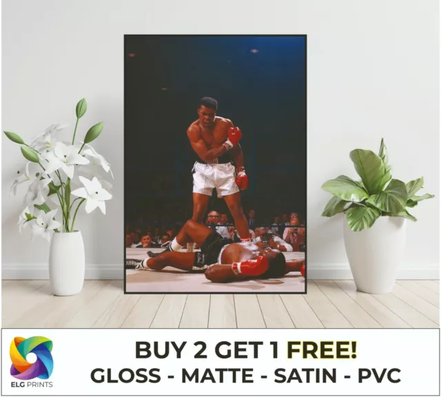 Muhammad Ali vs. Sonny Liston Boxing Large Poster Art Print Gift Multiple Sizes