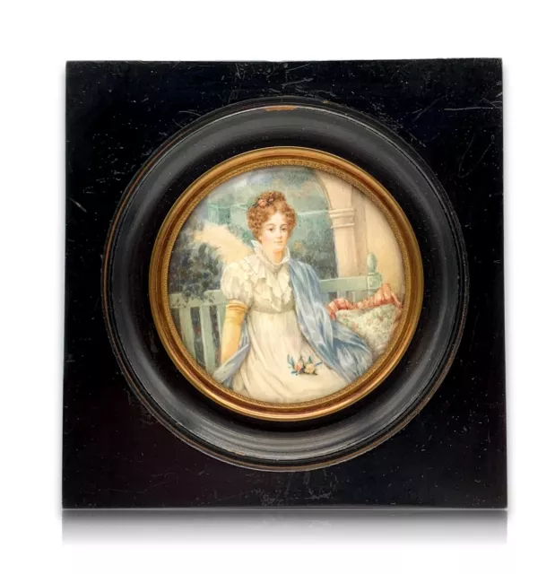 Biedermeier - Miniatur Lupenmalerei um 1810 - Gouache - Holzrahmen