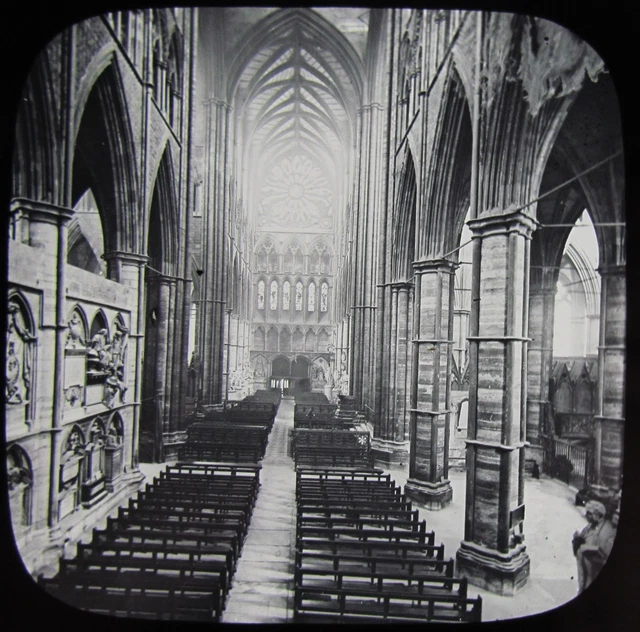 Glass Magic Lantern Slide WESTMINSTER ABBY TRANSEPT C1890 OLD VICTORIAN PHOTO