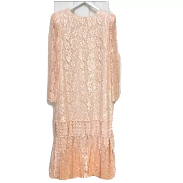 vintage peach color lace drop waist dress by Ursula size 12