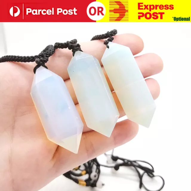 Natural Opal Opalite Crystal Quartz Pendant Terminated Point Stone Necklace