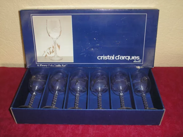 Coffret de 6 verres a digestif ou porto 7 cl en CRISTAL D'ARQUES modèle Fleury