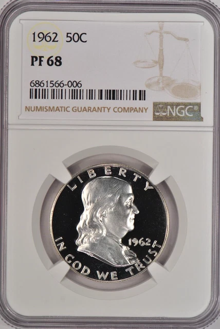 1962 Franklin Half Dollar Proof NGC PF 68 PR68 Frosty Coin 50C
