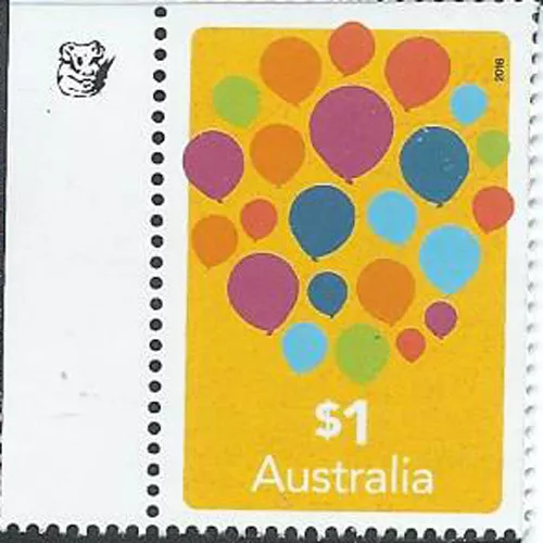 2016 $1.00 'Love to Celebrate' Balloons 1 Koala Reprint Left Selve Edge Stamp