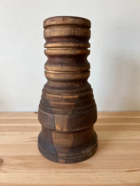 9.5"H Wood Hand Turned Dowel Finial Rustic Farm Salvage Decorative Sculpture