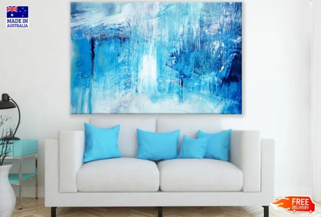 Blue & White Abstract Painting Wall Canvas Home Decor Australian Made Quality