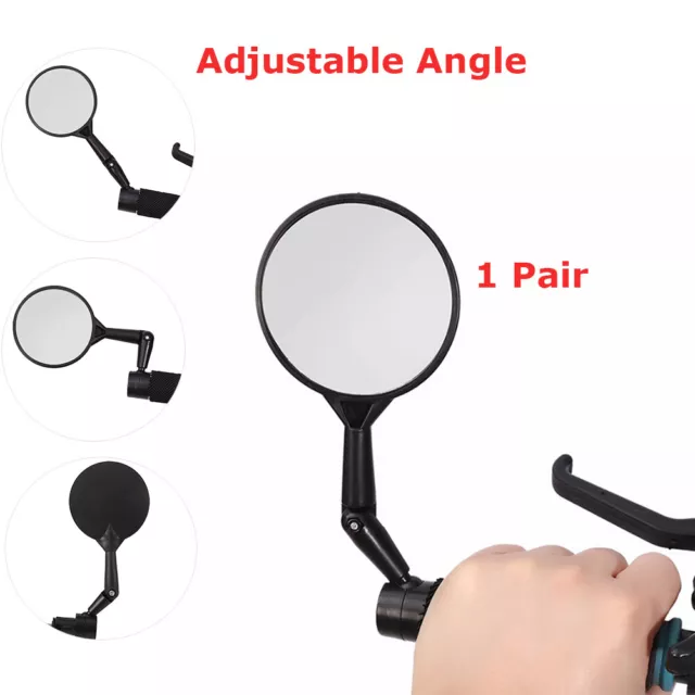 2PCS Adjustable Bike Bicycle Cycling Rear View Mirror Handlebar Safety Rearview