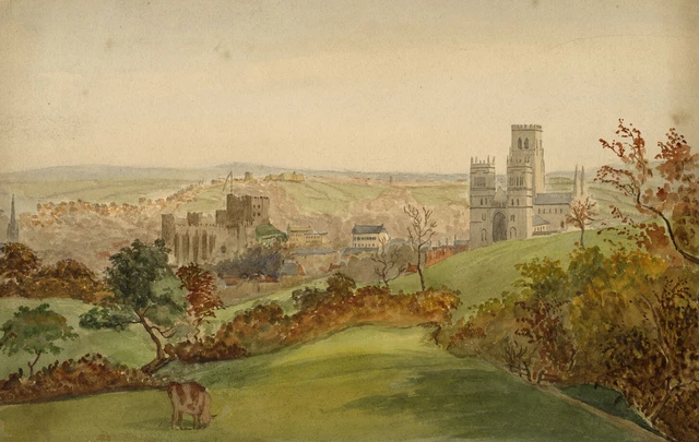 View towards Durham Cathedral & Castle – mid-19th-century watercolour painting