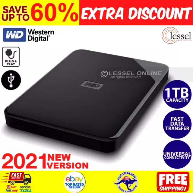 WD Elements SE Portable Hard Drive HDD 1TB Black External Storage Drives USB 3.0