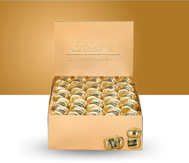 5pz TAPPO LINDT CIOCCOLATO FONDENTE E CREMA CHAMPAGNE 23gr CAPODANNO SEGNAPOSTO