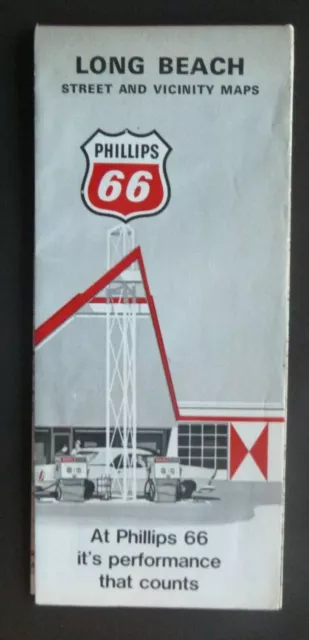 1971 Long Beach street map Phillips 66 oil gas Gardina San Pedro Lakewood