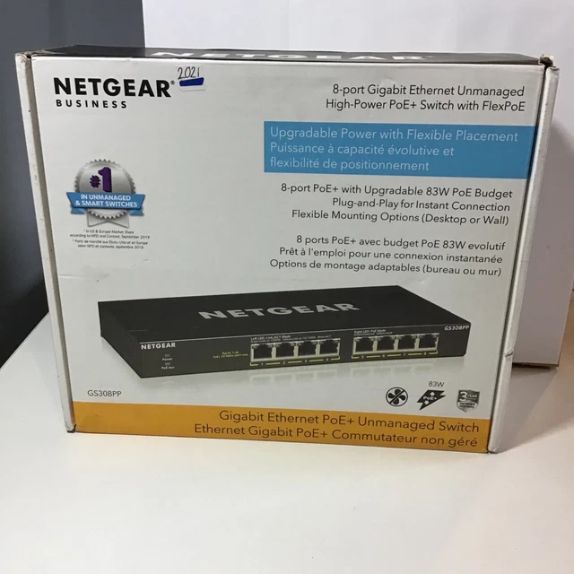 NETGEAR GS308P 8PORT Gigabit Unmanaged Switch with 4Ports