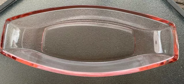 Vintage Oblong Relish Celery Dish Pink Depression Glass Clear Pink 5 X 11”