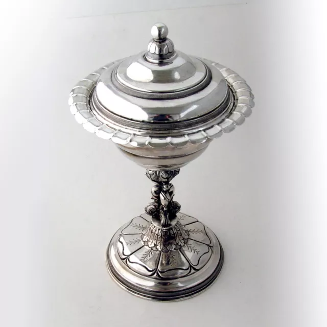 Spanish Covered Bowl Dolphin Pedestal Base 900 Silver 1850