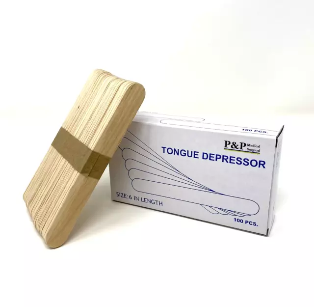 Medline Non-Sterile Tongue Depressors Wood 6 Tan Box of 100 Pcs