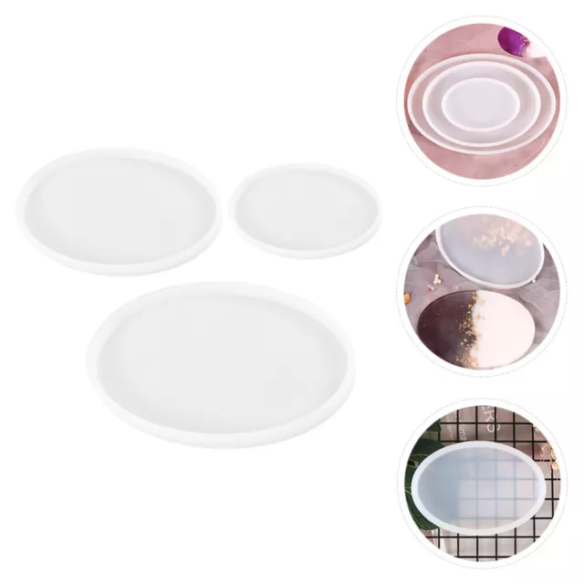 3 Pcs White Table Mold Silicone Coasters Home Accessories