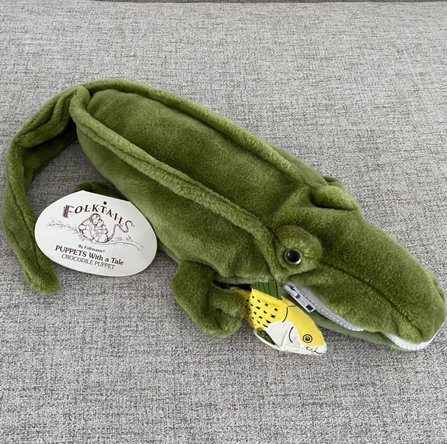 FOLKMANIS CROCODILE ALLIGATOR 25” Folktails Hand Puppet Zipper w/FISH