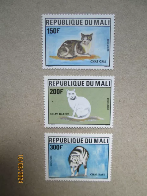 Briefmarken  Motiv  Katzen   Mali  1986   3  Werte  postfrisch  Mi: 1058 - 1060