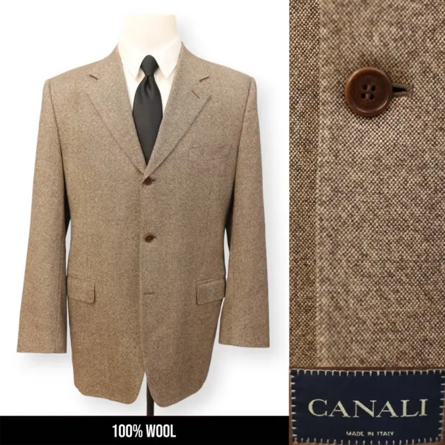 CANALI mens brown woven 100% WOOL sport coat suit jacket blazer 42 L